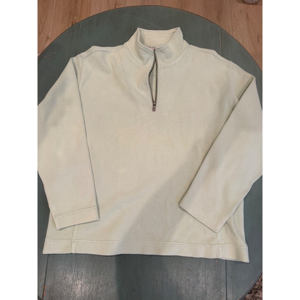 Tommy Bahama Mens Sage Green Ribbed Quarter Zip‎ Pullover Sweater Large TW2360